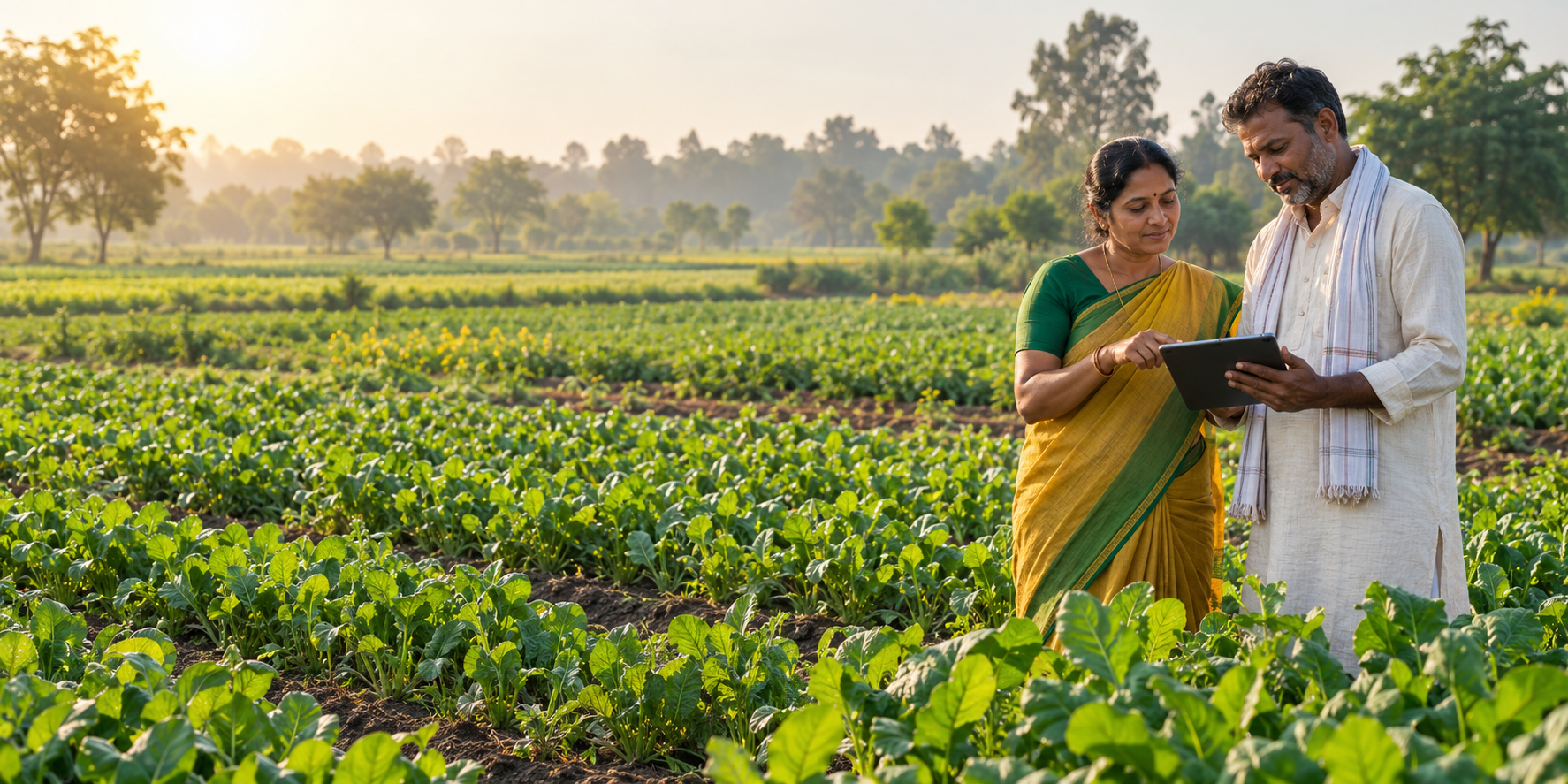 Farmers working together in an agricultural field